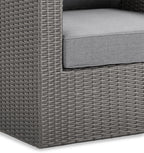 Morris Outdoor Patio Storage Chair - Hand-Woven Resin Wicker, Olefin Fabric, UV & Weather Resistant - Grey|Fauteuil Morris pour la terrasse avec rangement|MORRGSCH