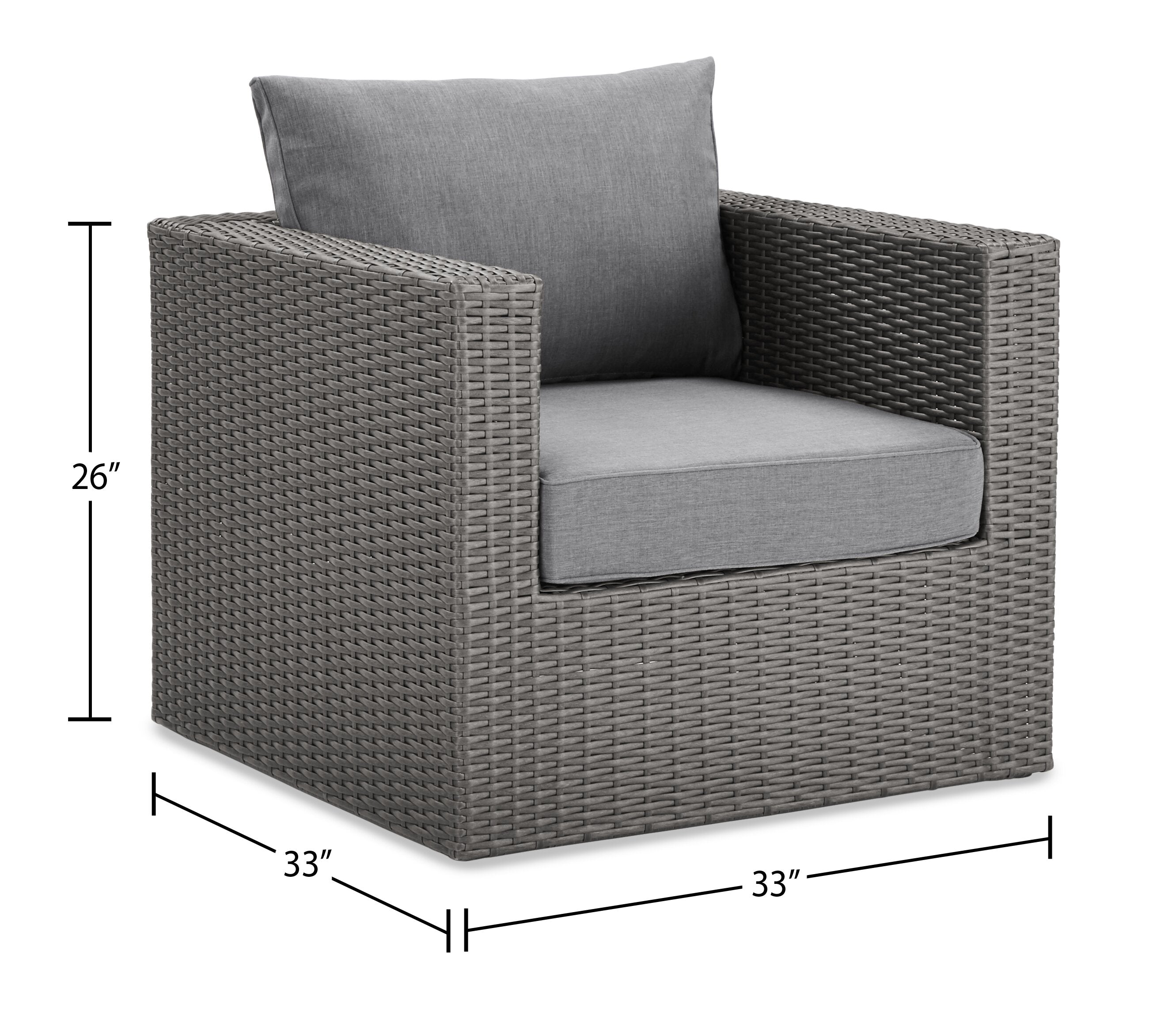 Morris 7-Piece Outdoor Patio Set with 3 Corner Chairs, 2 Armless Chairs, Patio Chair & Ottoman - Hand-Woven Resin Wicker, Olefin Fabric, UV & Weather Resistant - Grey|Ensemble Morris 7 pièces pour la terrasse|MORRG0P7
