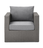 Morris Outdoor Patio Storage Chair - Hand-Woven Resin Wicker, Olefin Fabric, UV & Weather Resistant - Grey|Fauteuil Morris pour la terrasse avec rangement|MORRGSCH