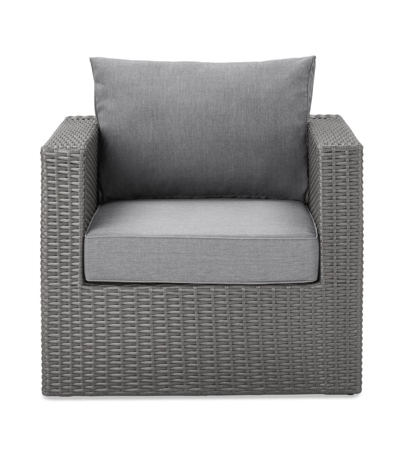Morris Outdoor Patio Storage Chair - Hand-Woven Resin Wicker, Olefin Fabric, UV & Weather Resistant - Grey|Fauteuil Morris pour la terrasse avec rangement|MORRGSCH