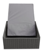 Morris Large Outdoor Patio Storage Ottoman - Hand-Woven Resin Wicker, Olefin Fabric, UV & Weather Resistant - Grey|Pouf Morris avec rangement|MORRGSOT