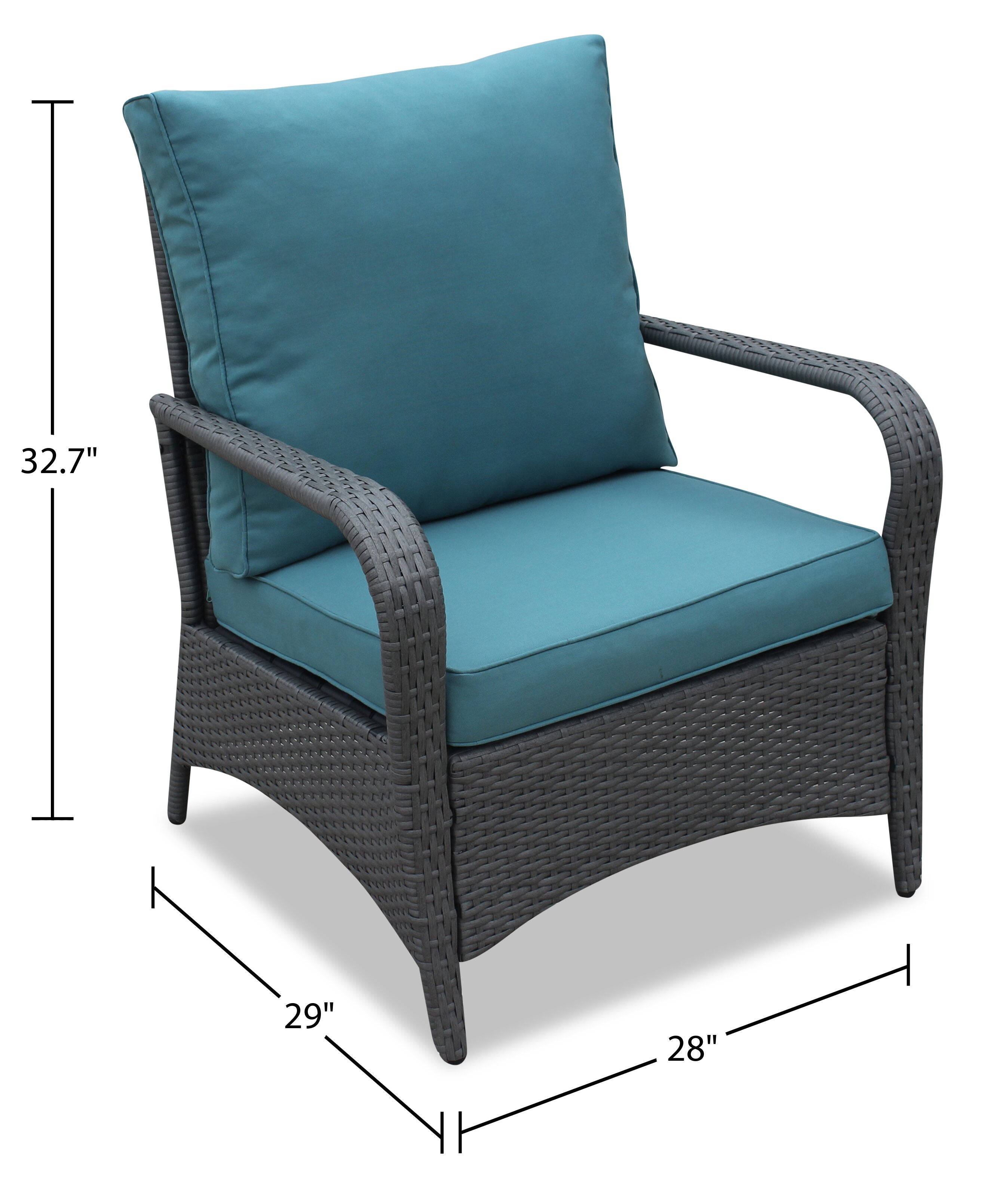 Nassau 4-Piece Outdoor Patio Set with Loveseat, 2 Chairs & Glass Top Coffee Table - Hand-Woven Resin Wicker, Olefin Fabric, UV & Weather Resistant - Blue | Ensemble de conversation Nassau 4 pièces - bleu | NA2A4SET