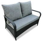 Nassau 4-Piece Outdoor Patio Set with Loveseat, 2 Chairs & Glass Top Coffee Table - Hand-Woven Resin Wicker, Olefin Fabric, UV & Weather Resistant - Grey | Ensemble de conversation Nassau 4 pièces - gris | NA2G4SET