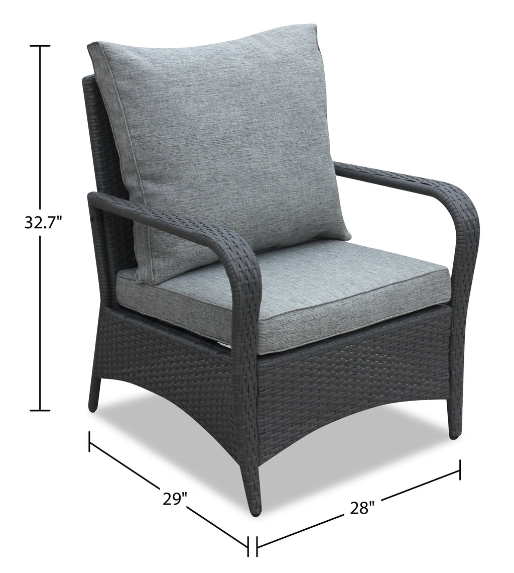 Nassau 4-Piece Outdoor Patio Set with Loveseat, 2 Chairs & Glass Top Coffee Table - Hand-Woven Resin Wicker, Olefin Fabric, UV & Weather Resistant - Grey | Ensemble de conversation Nassau 4 pièces - gris | NA2G4SET