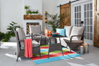 Nassau 4-Piece Outdoor Patio Set with Loveseat, 2 Chairs & Glass Top Coffee Table - Hand-Woven Resin Wicker, Olefin Fabric, UV & Weather Resistant - Grey | Ensemble de conversation Nassau 4 pièces - gris | NA2G4SET
