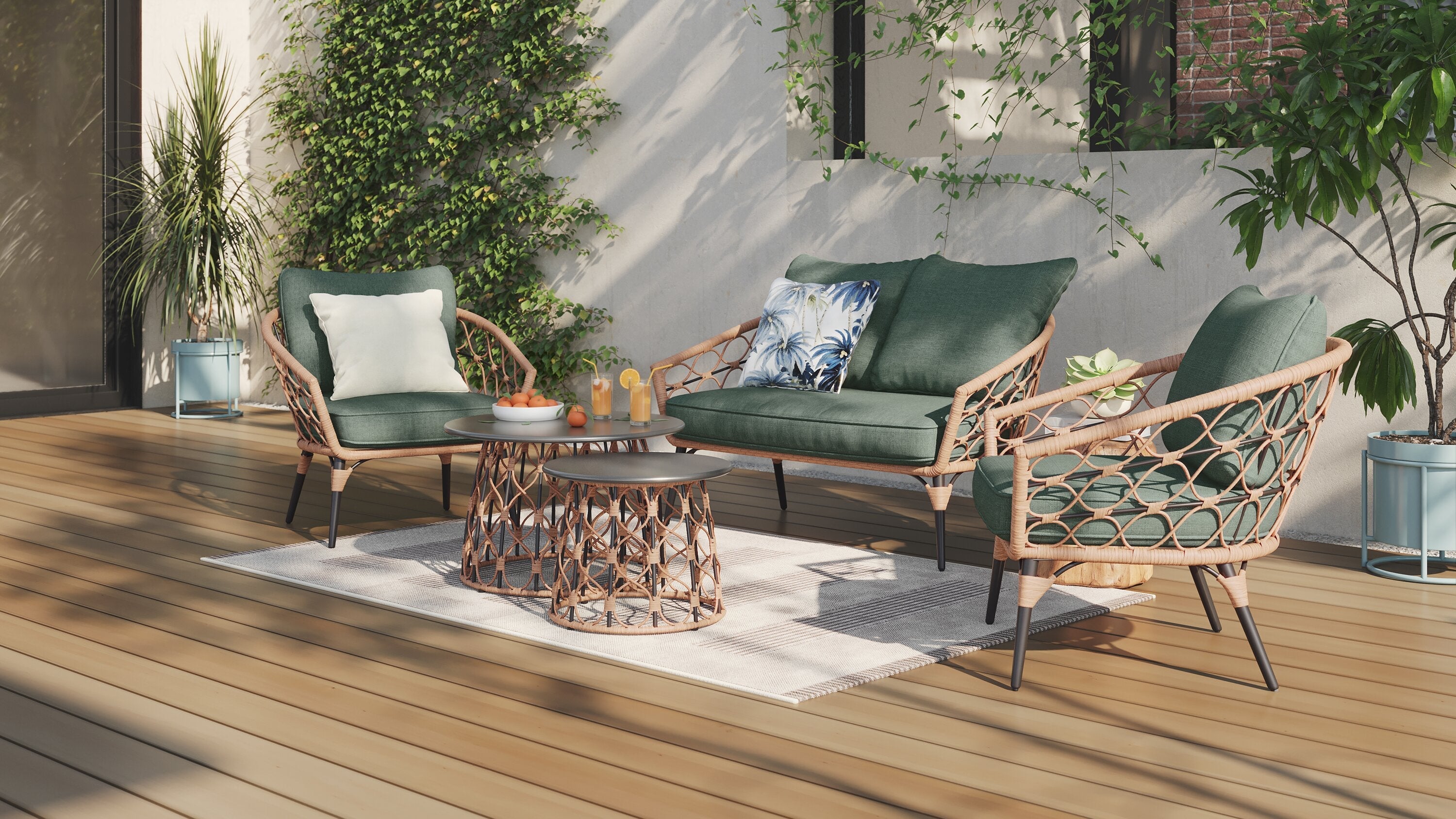Kort & Co. Panama 5-Piece Patio Conversation Set | Kort & Co. Ensemble de conversation Panama 5 pièces pour la terrasse