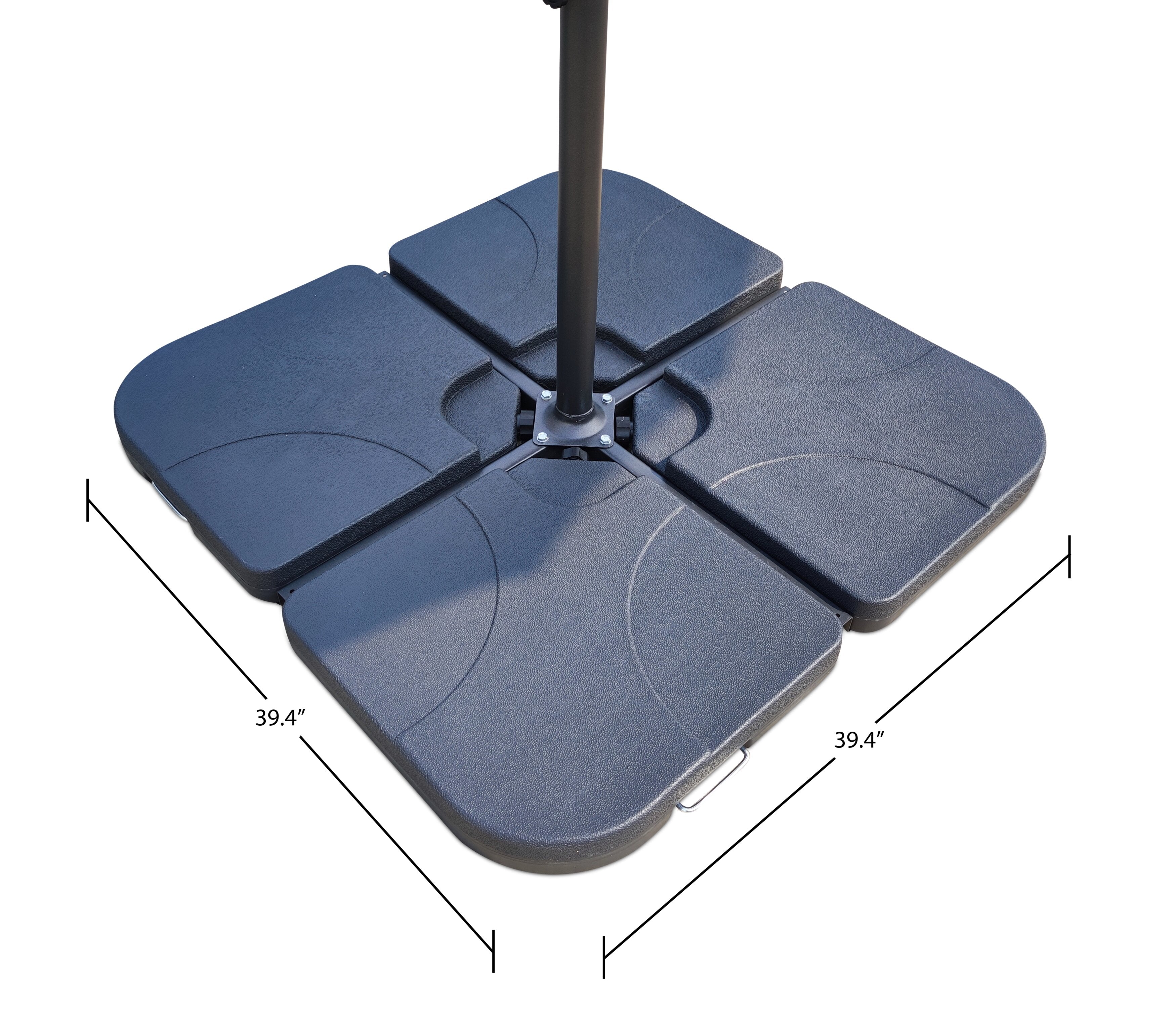 Outdoor Patio 4-Piece Umbrella Base - Weather Resistant Plastic, Universal Fit, Water or Sand Fill Base - Black|Socle de parasol 4 pièces pour la terrasse à l’extérieur, plastique résistant aux intempéries, universel, base remplie d’eau ou de sable - noir