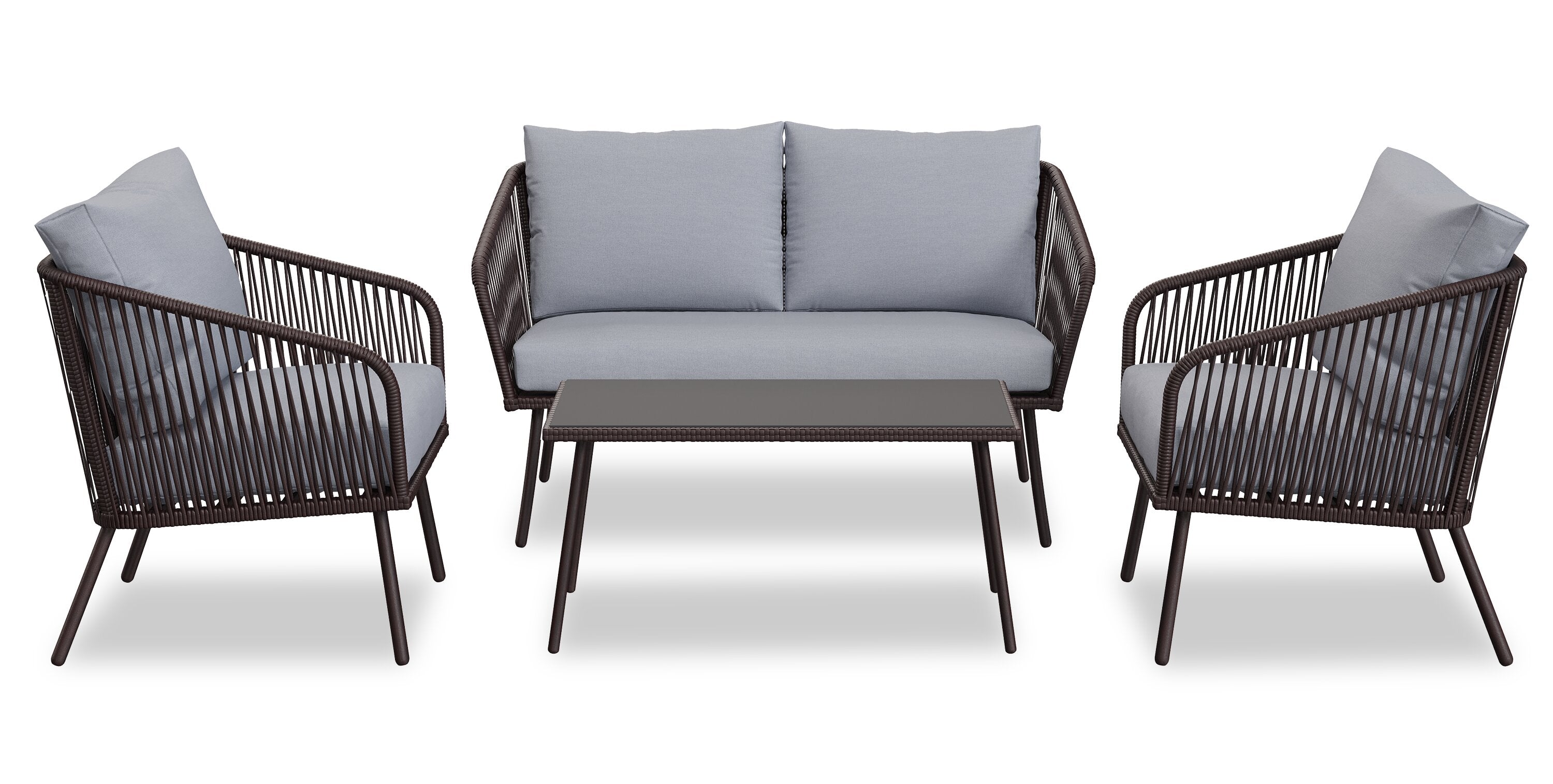 Porto 4-Piece Patio Conversation Set - Black | Ensemble de conversation Porto 4 pièces pour la terrasse - noir