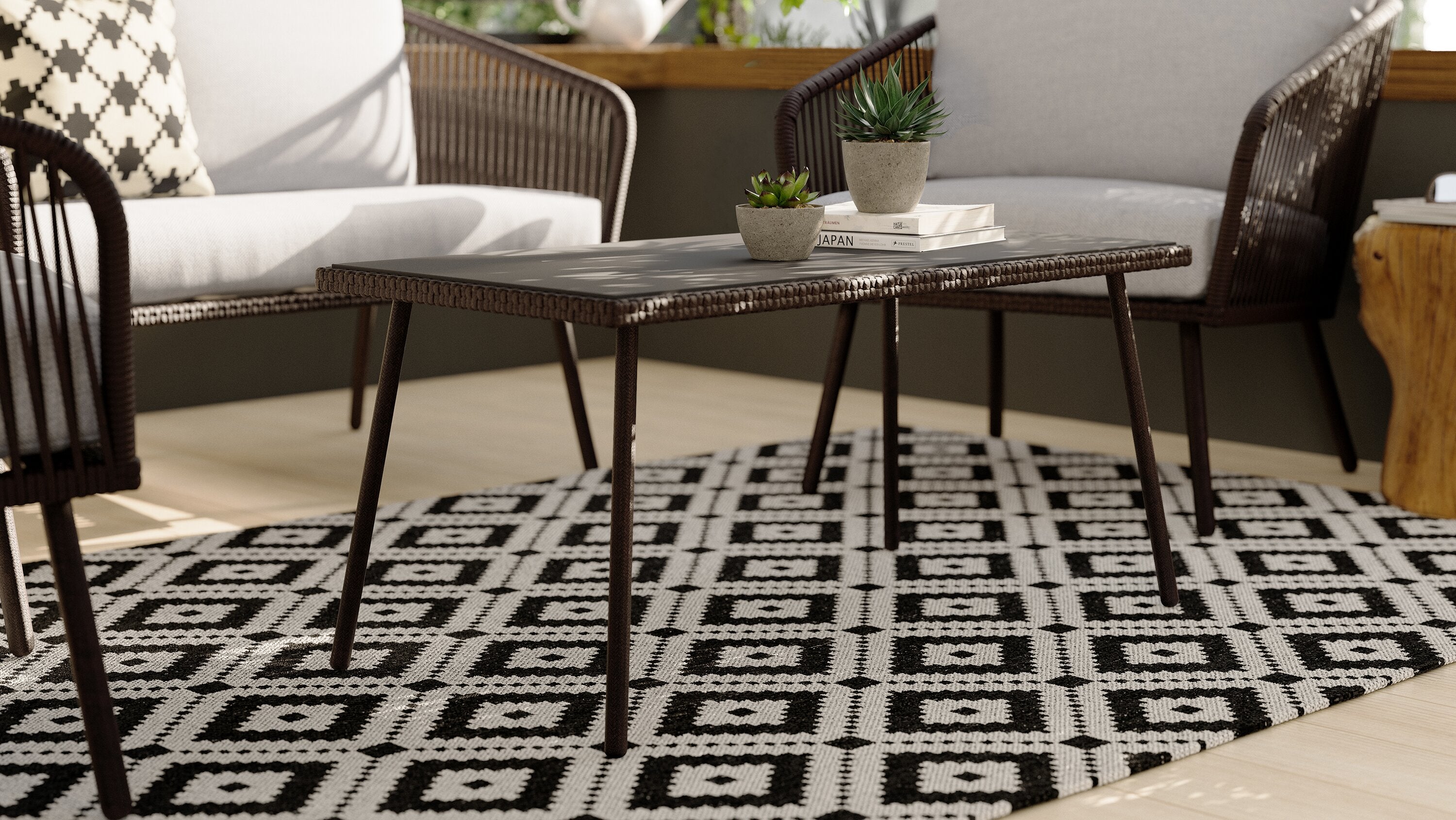 Porto 4-Piece Patio Conversation Set - Black | Ensemble de conversation Porto 4 pièces pour la terrasse - noir