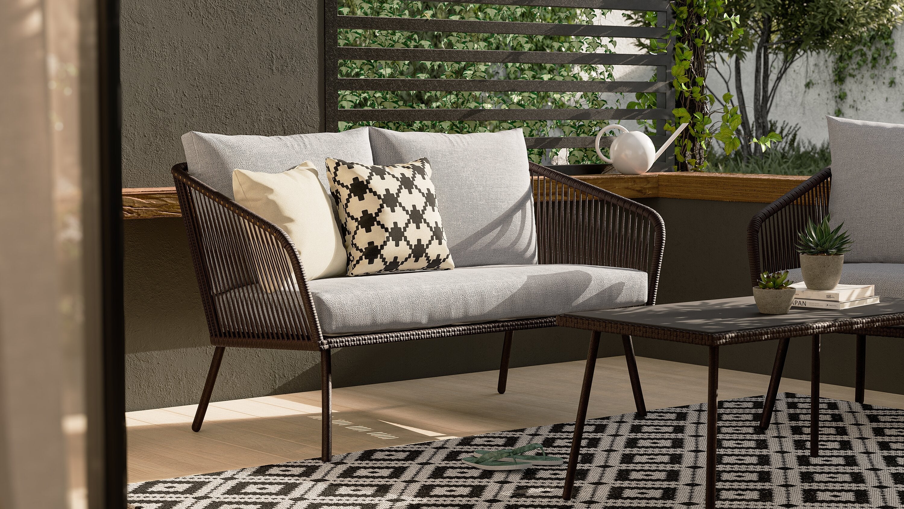 Porto 4-Piece Patio Conversation Set - Black | Ensemble de conversation Porto 4 pièces pour la terrasse - noir