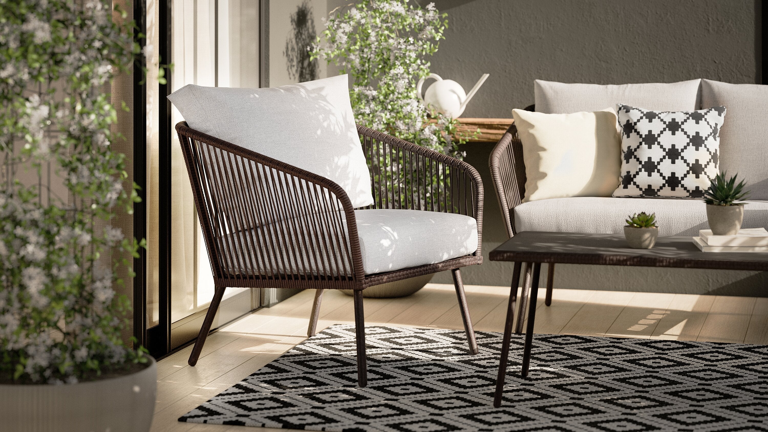 Porto 4-Piece Patio Conversation Set - Black | Ensemble de conversation Porto 4 pièces pour la terrasse - noir