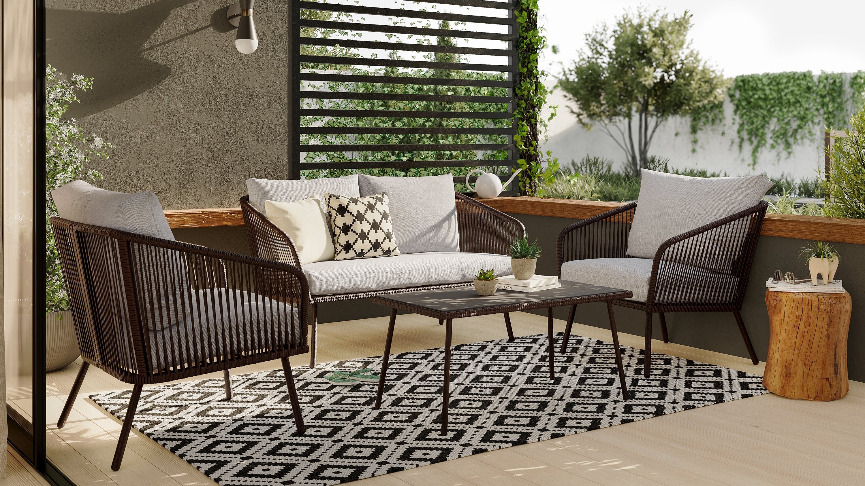 Porto 4-Piece Patio Conversation Set - Black | Ensemble de conversation Porto 4 pièces pour la terrasse - noir