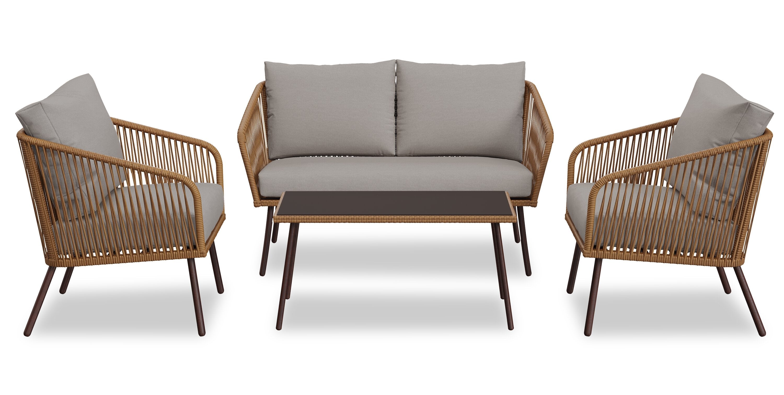Porto 4-Piece Patio Conversation Set - Brown | Ensemble de conversation Porto 4 pièces pour la terrasse - brun