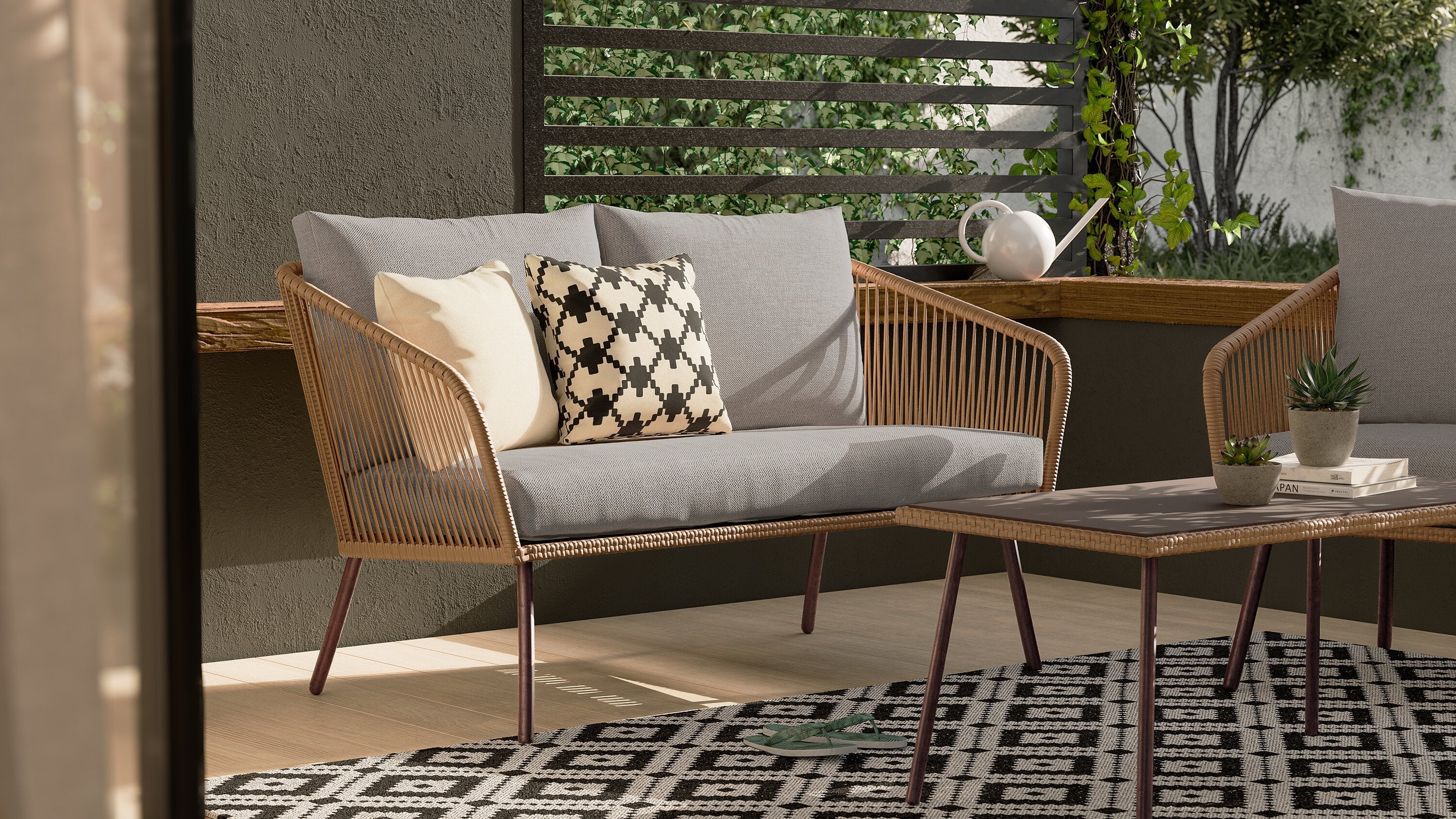 Porto 4-Piece Patio Conversation Set - Brown | Ensemble de conversation Porto 4 pièces pour la terrasse - brun