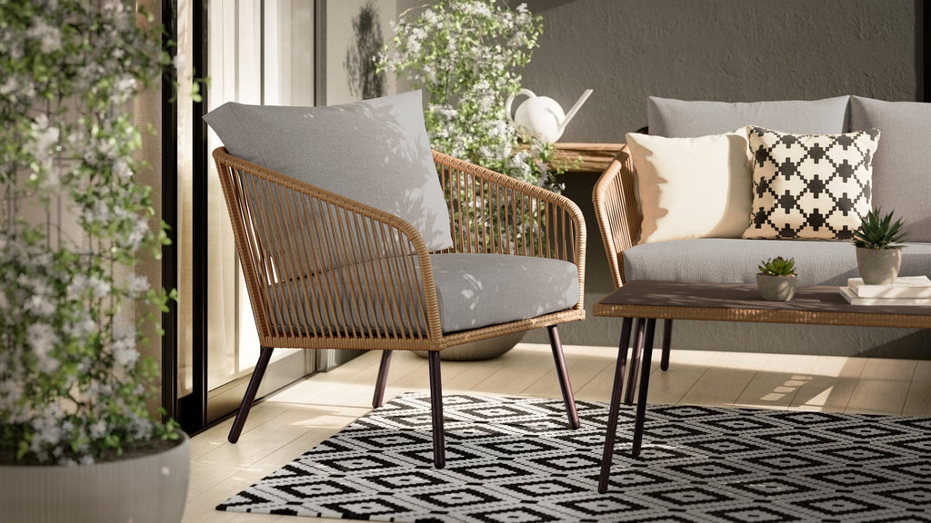 Porto 4-Piece Patio Conversation Set - Brown | Ensemble de conversation Porto 4 pièces pour la terrasse - brun