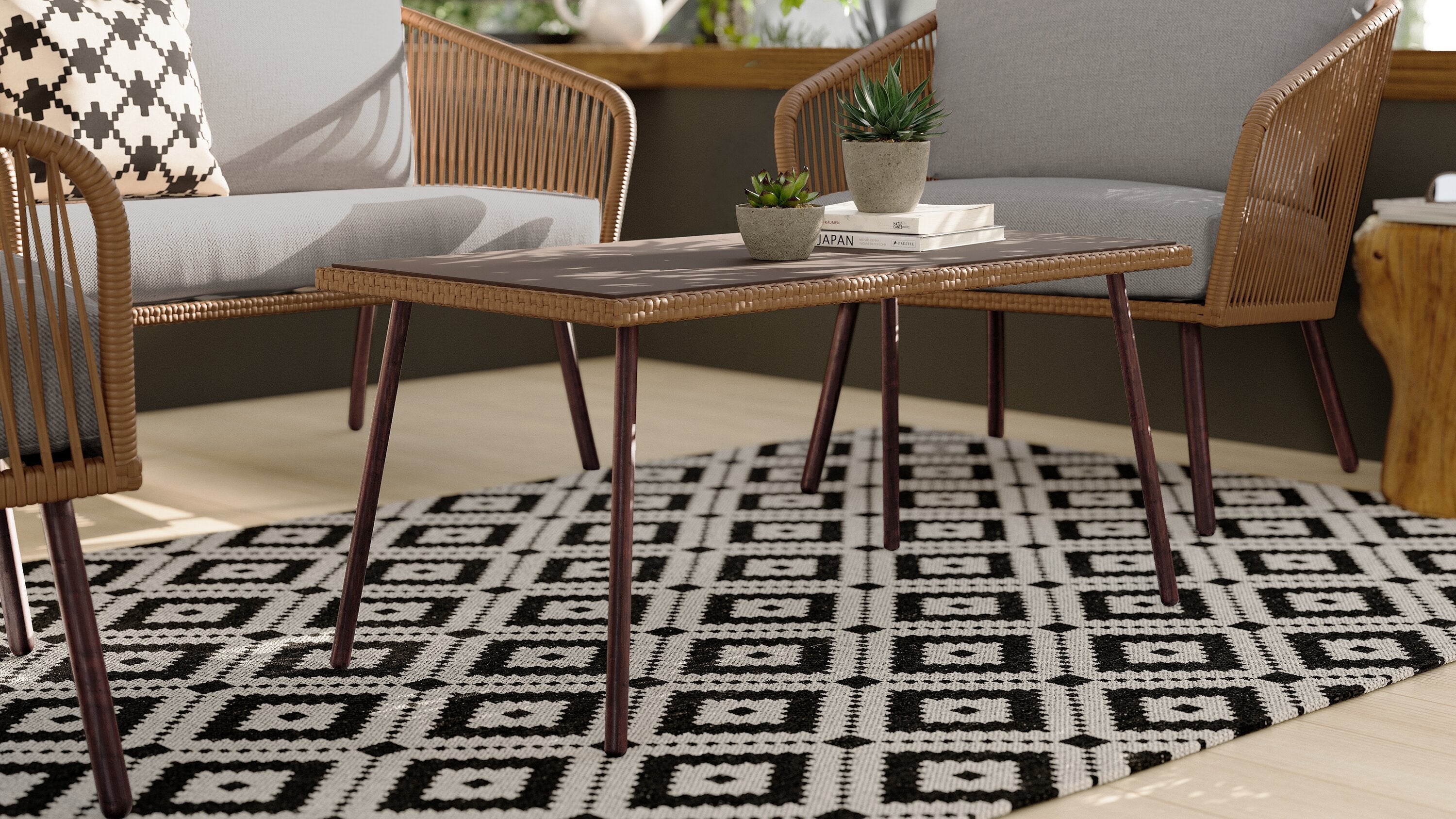 Porto 4-Piece Patio Conversation Set - Brown | Ensemble de conversation Porto 4 pièces pour la terrasse - brun