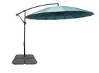 Shanghai Outdoor Patio Umbrella with Base - 114" W x 75"H, Weather Resistant Aluminum & Fibreglass, Hand Crank, Water/Sand Fill Attachable Base - Aqua | Parasol Shanghai pour la terrasse avec base 4 pièces - turquoise | SHAN2AUP