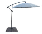 Shanghai Outdoor Patio Umbrella with Base - 114" W x 75"H, Weather Resistant Aluminum & Fibreglass, Hand Crank, Water/Sand Fill Attachable Base - Grey | Parasol Shanghai pour la terrasse avec base 4 pièces - gris | SHAN2GUP