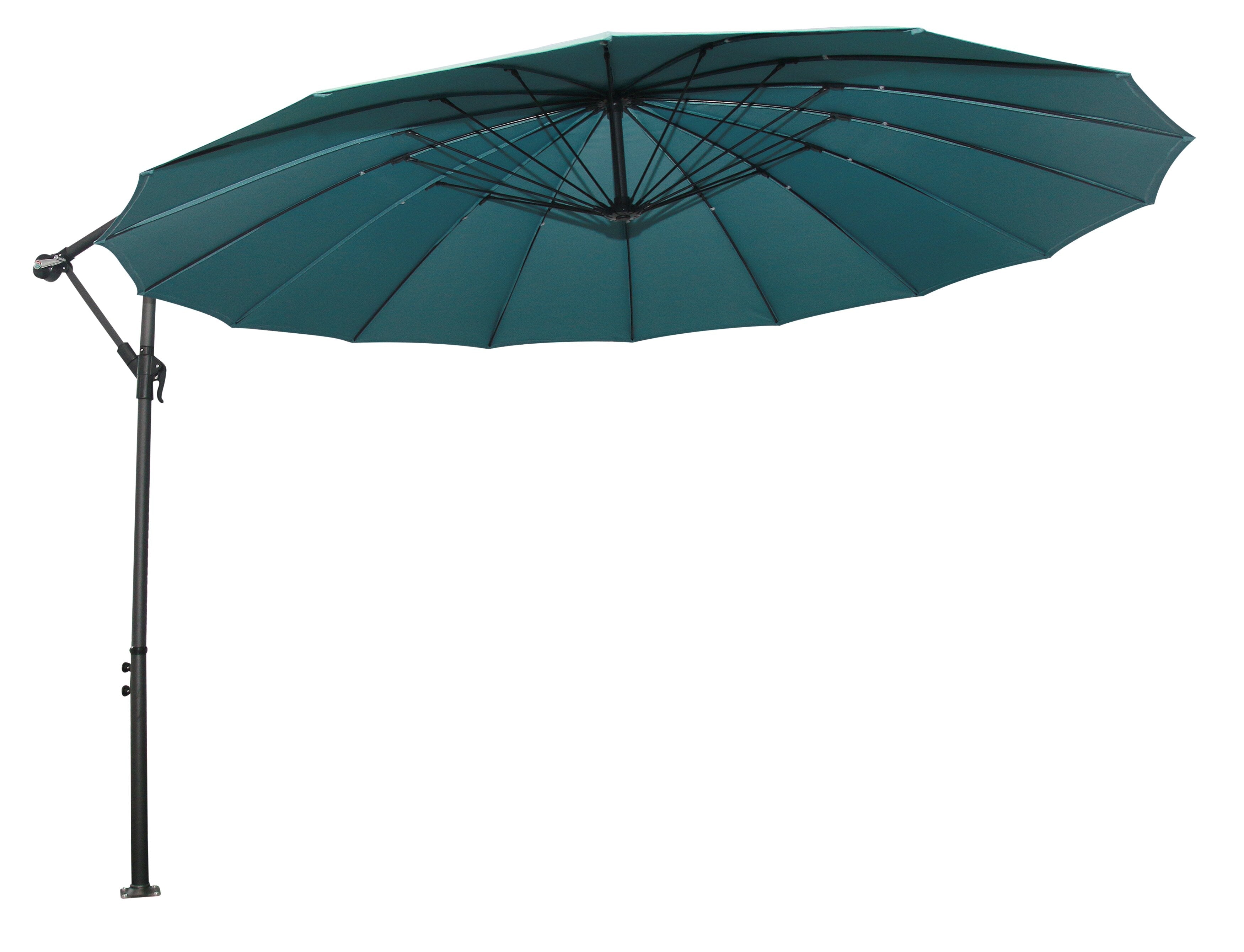 Shanghai Outdoor Patio Umbrella - 114" W x 75"H, Weather Resistant Aluminum & Fibreglass, Hand Crank - Aqua|Parasol Shanghai pour la terrasse - turquoise