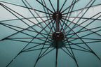 Shanghai Outdoor Patio Umbrella with Base - 114" W x 75"H, Weather Resistant Aluminum & Fibreglass, Hand Crank, Water/Sand Fill Attachable Base - Aqua | Parasol Shanghai pour la terrasse avec base 4 pièces - turquoise | SHAN2AUP