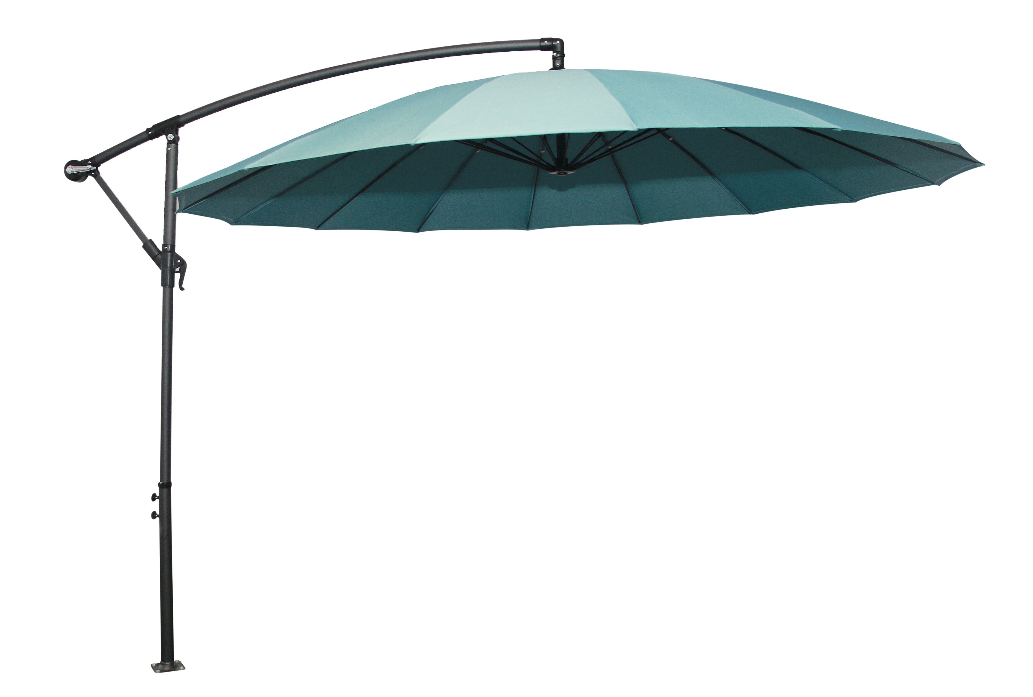 Shanghai Outdoor Patio Umbrella - 114" W x 75"H, Weather Resistant Aluminum & Fibreglass, Hand Crank - Aqua|Parasol Shanghai pour la terrasse - turquoise