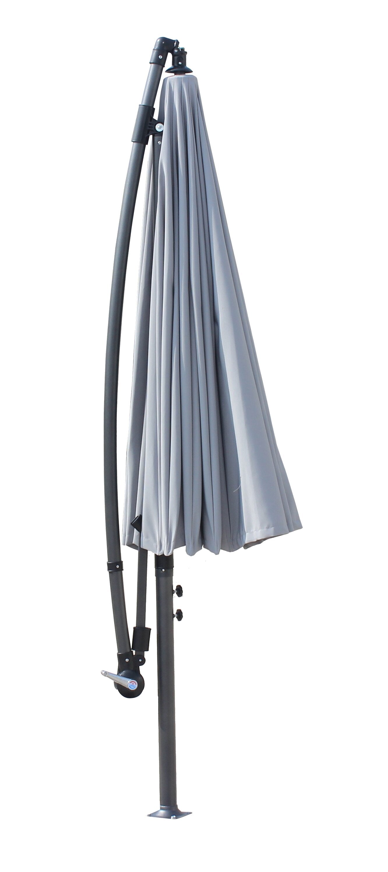 Shanghai Outdoor Patio Umbrella - 114" W x 75"H, Weather Resistant Aluminum & Fibreglass, Hand Crank - Grey | Parasol Shanghai pour la terrasse - gris | SHANGGUM