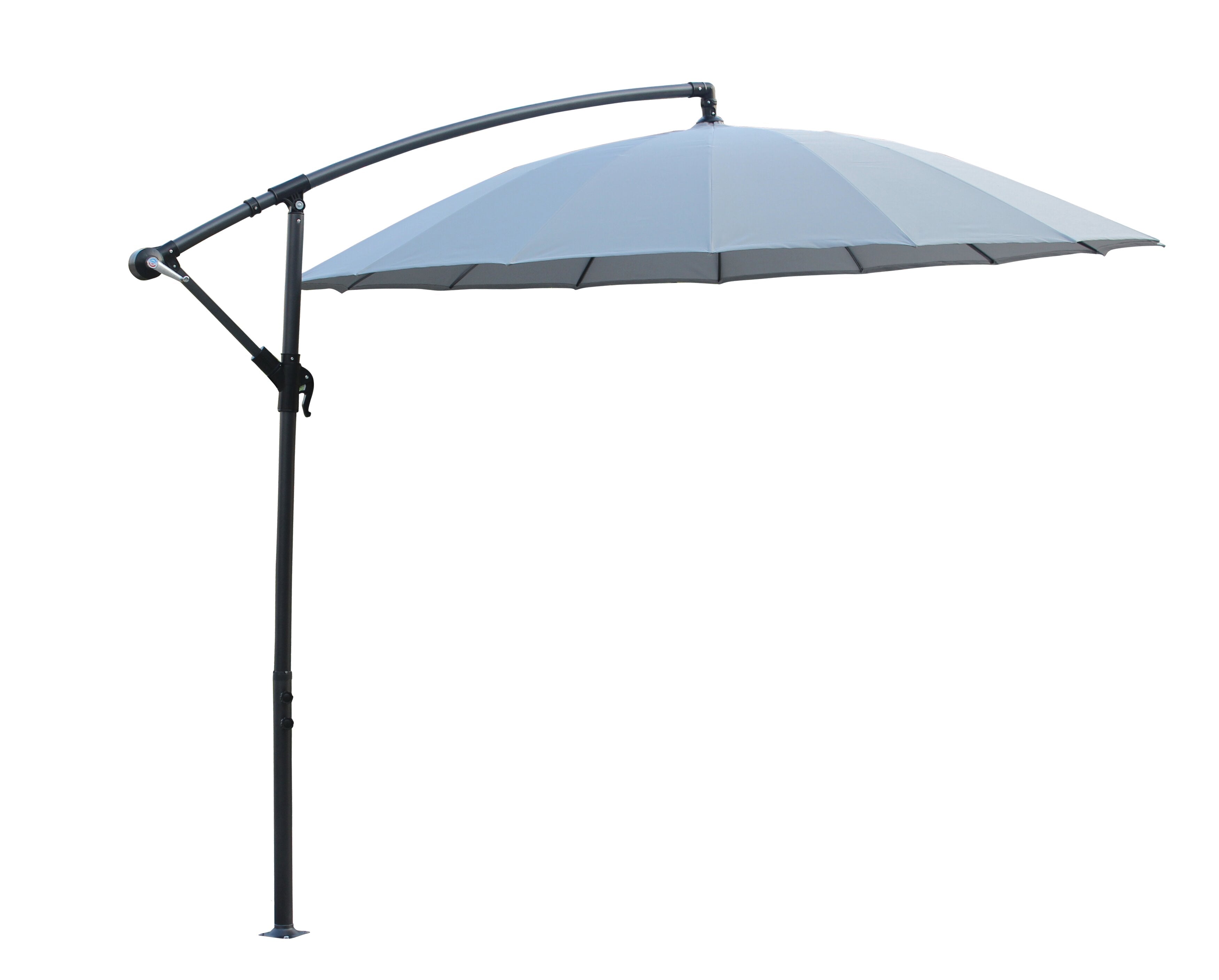 Shanghai Outdoor Patio Umbrella - 114" W x 75"H, Weather Resistant Aluminum & Fibreglass, Hand Crank - Grey | Parasol Shanghai pour la terrasse - gris | SHANGGUM