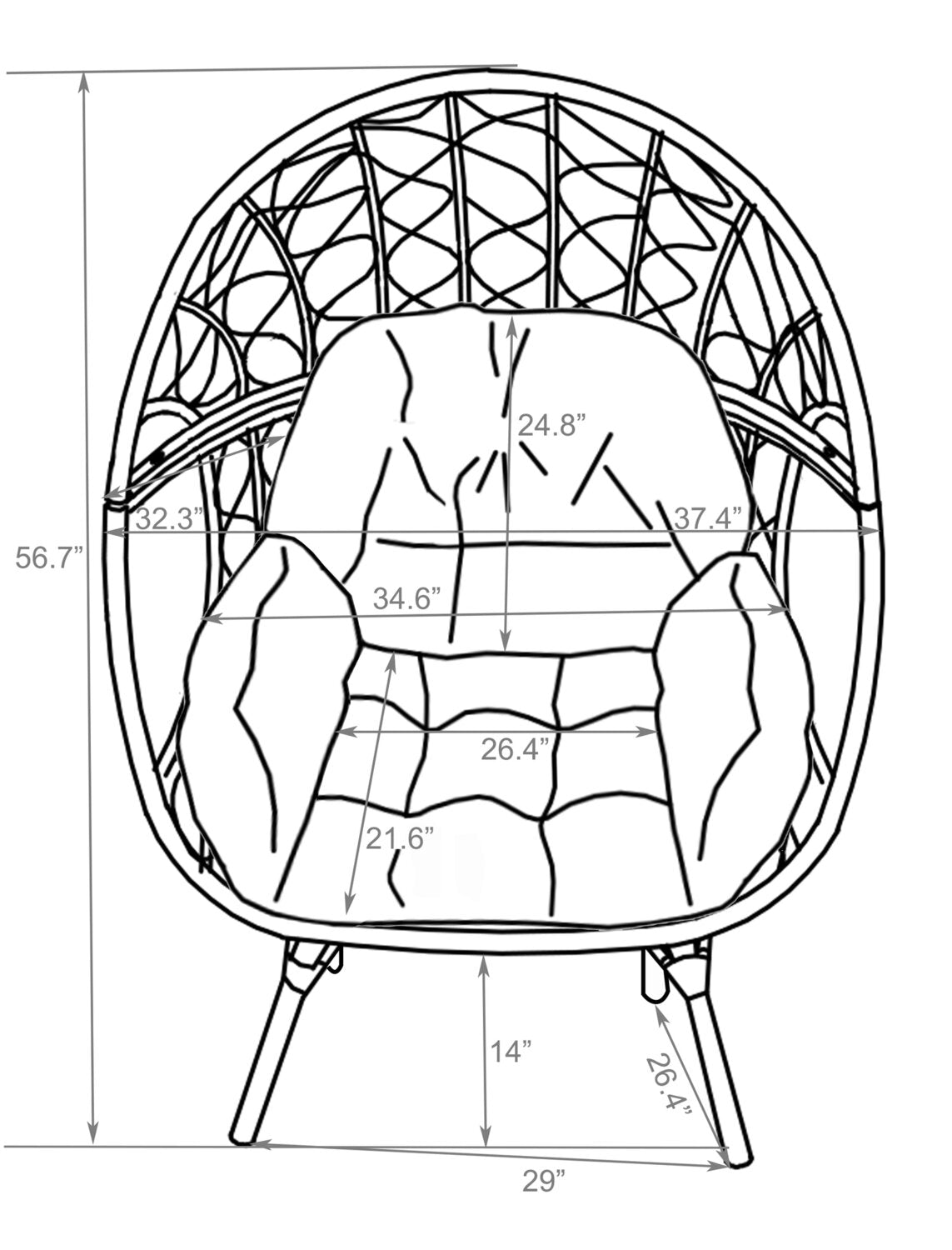 Coco Egg Outdoor Patio Chair - Hand-Woven Resin Wicker, UV & Weather Resistant - Green|Fauteuil en forme d’œuf Coco pour la terrasse à l’extérieur, osier en résine tressé à la main, résistant aux rayons UV et aux intempéries - vert