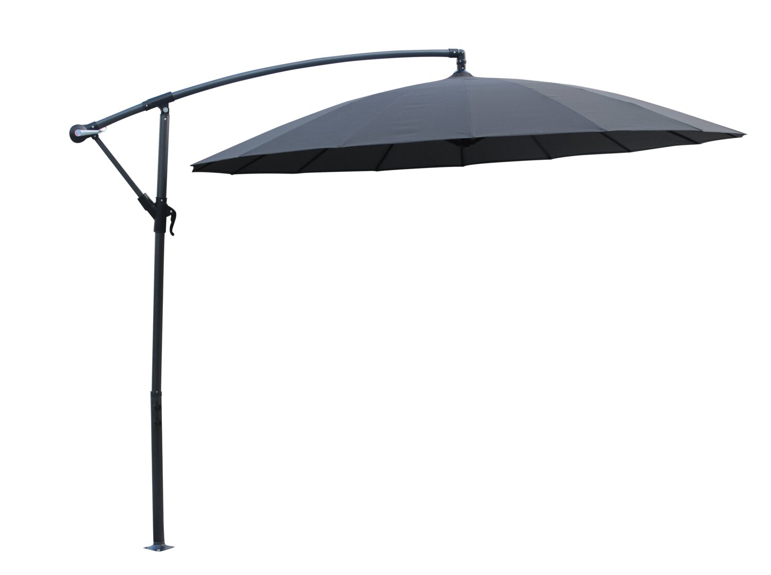 Shanghai Outdoor Patio Umbrella - 114" W x 75"H, Weather Resistant Aluminum & Fibreglass, Hand Crank - Charcoal | Parasol Shanghai pour la terrasse - anthracite | SHANGCUM