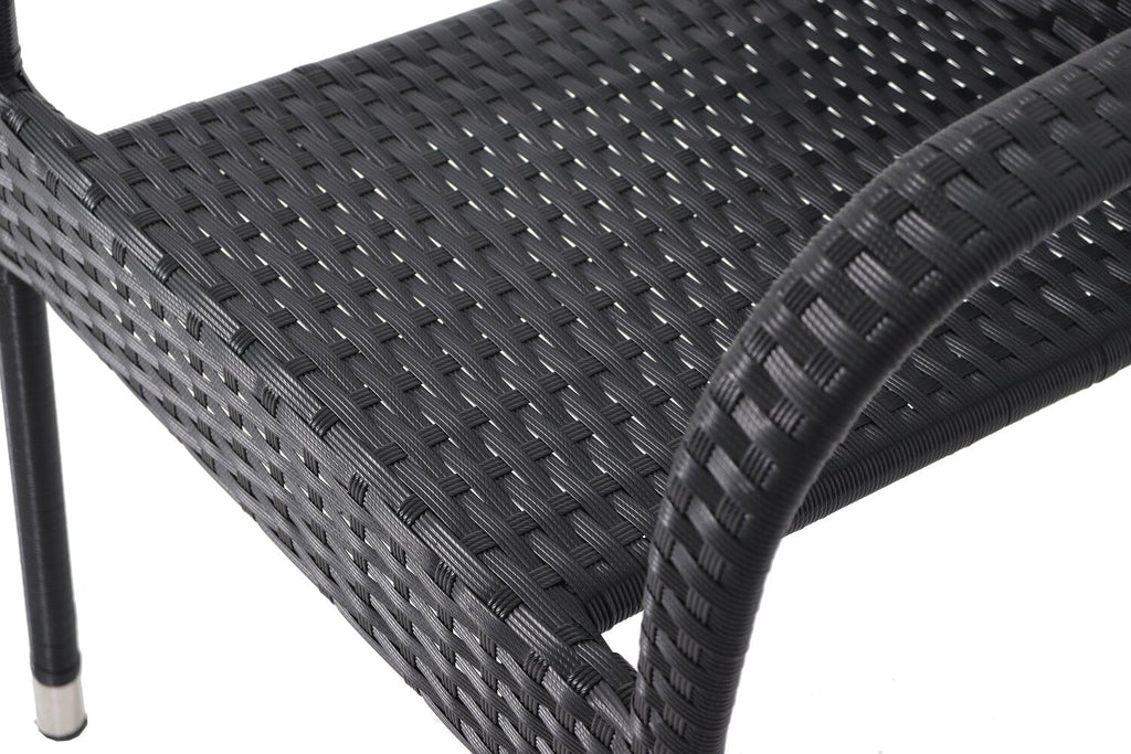 Arizona Outdoor Patio Chair - Hand-Woven Resin Wicker, UV & Weather Resistant - Black | Chaise Arizona pour la terrasse à l’extérieur - osier en résine tressé à la main, résistante aux rayons UV et aux intempéries - noire
