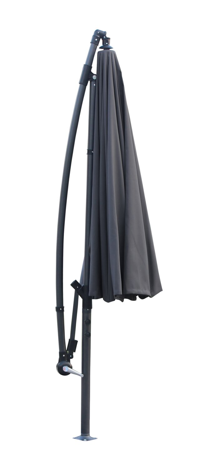 Shanghai Outdoor Patio Umbrella - 114" W x 75"H, Weather Resistant Aluminum & Fibreglass, Hand Crank - Charcoal | Parasol Shanghai pour la terrasse - anthracite | SHANGCUM