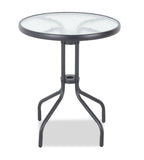 Paris Outdoor Patio Bistro Table - Round, Glass Table Top, Powder Coated Steel Frame - Black | Table bistro Paris pour la terrasse à l’extérieur - dessus de table rond en verre, armature en acier doté d’un revêtement en poudre - noire