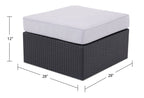 Minnesota Outdoor Patio Ottoman - Hand-Woven Resin Wicker, Olefin Fabric, UV & Weather Resistant - Grey|Pouf Minnesota pour la terrasse à l’extérieur, osier en résine tressé à la main, tissu en oléfine, résistant aux rayons UV et aux intempéries - gris
