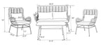 Maki 4-Piece Outdoor Patio Conversation Set with Loveseat, 2 Chairs & Glass Top Coffee Table - Hand-Woven Resin Wicker, UV & Weather Resistant - Natural | Ensemble de conversation Maki 4 pièces pour la terrasse