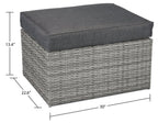 Cuba Canopy Outdoor Patio Conversation Set with Canopy Sofa, Ottoman & 2 Self-Storing Ottomans - Hand-Woven Resin Wicker, UV & Weather Resistant - Charcoal| Ensemble de 3 sièges à auvent Cuba pour la terrasse | CUBG3SET