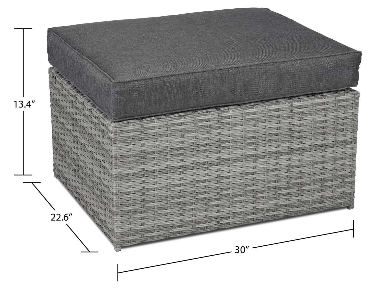 Cuba Canopy Outdoor Patio Conversation Set with Canopy Sofa, Ottoman & 2 Self-Storing Ottomans - Hand-Woven Resin Wicker, UV & Weather Resistant - Charcoal| Ensemble de 3 sièges à auvent Cuba pour la terrasse | CUBG3SET