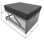 Cuba Canopy Outdoor Patio Conversation Set with Canopy Sofa, Ottoman & 2 Self-Storing Ottomans - Hand-Woven Resin Wicker, UV & Weather Resistant - Charcoal| Ensemble de 3 sièges à auvent Cuba pour la terrasse | CUBG3SET