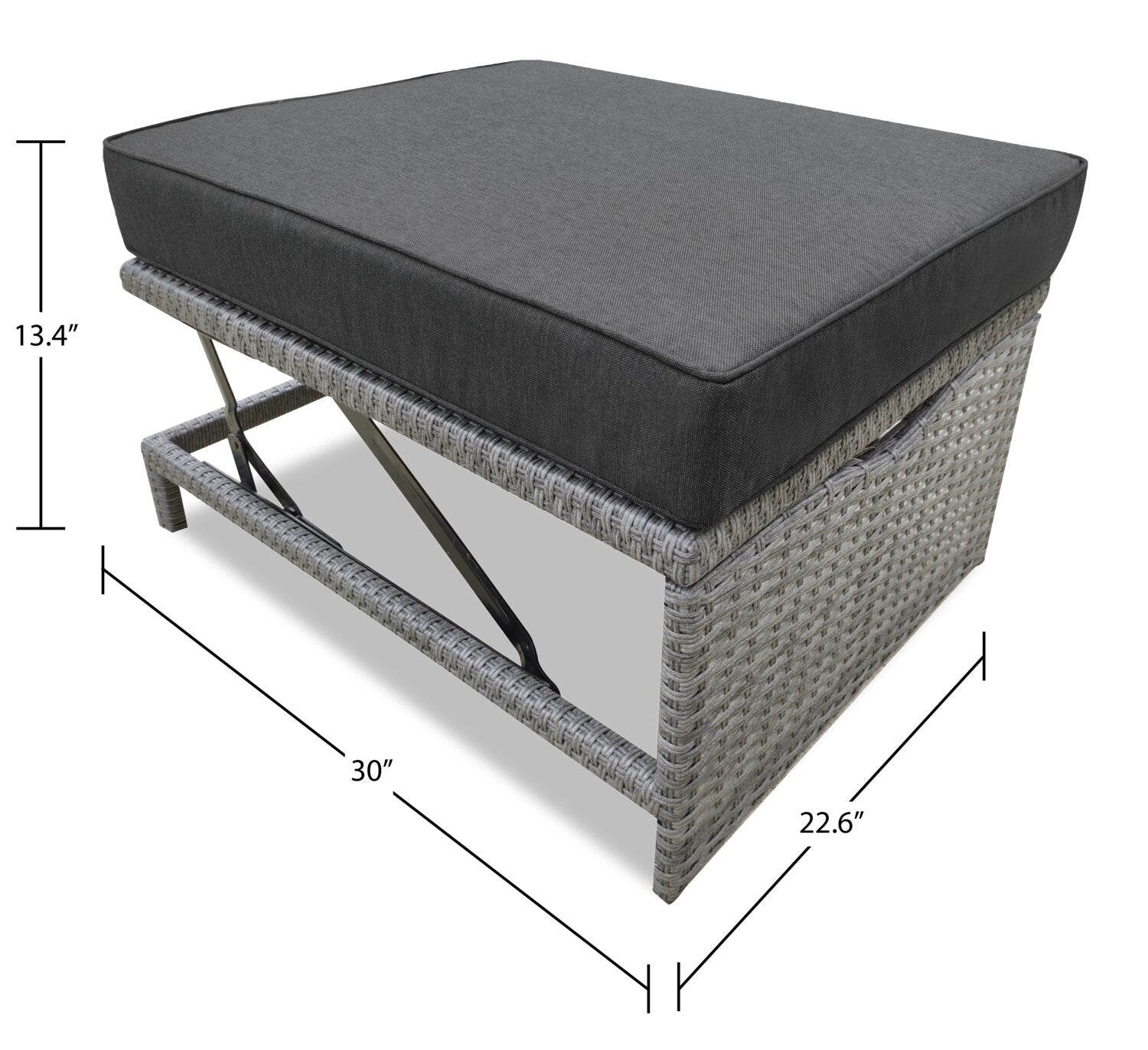 Cuba Canopy Outdoor Patio Conversation Set with Canopy Sofa, Ottoman & 2 Self-Storing Ottomans - Hand-Woven Resin Wicker, UV & Weather Resistant - Charcoal| Ensemble de 3 sièges à auvent Cuba pour la terrasse | CUBG3SET