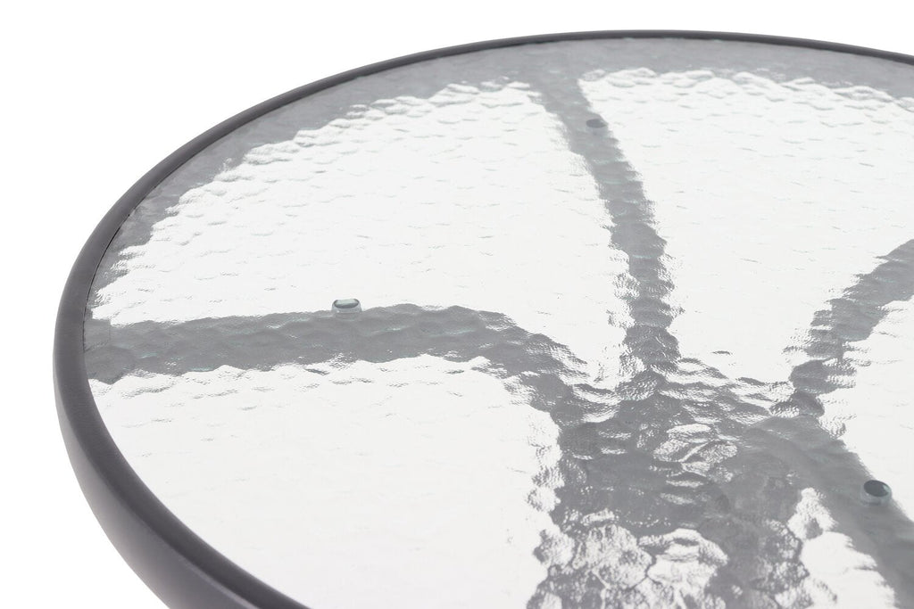 Paris Outdoor Patio Bistro Table - Round, Glass Table Top, Powder Coated Steel Frame - Black | Table bistro Paris pour la terrasse à l’extérieur - dessus de table rond en verre, armature en acier doté d’un revêtement en poudre - noire