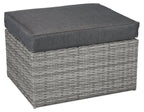 Cuba Canopy Outdoor Patio Conversation Set with Canopy Sofa, Ottoman & 2 Self-Storing Ottomans - Hand-Woven Resin Wicker, UV & Weather Resistant - Charcoal| Ensemble de 3 sièges à auvent Cuba pour la terrasse | CUBG3SET
