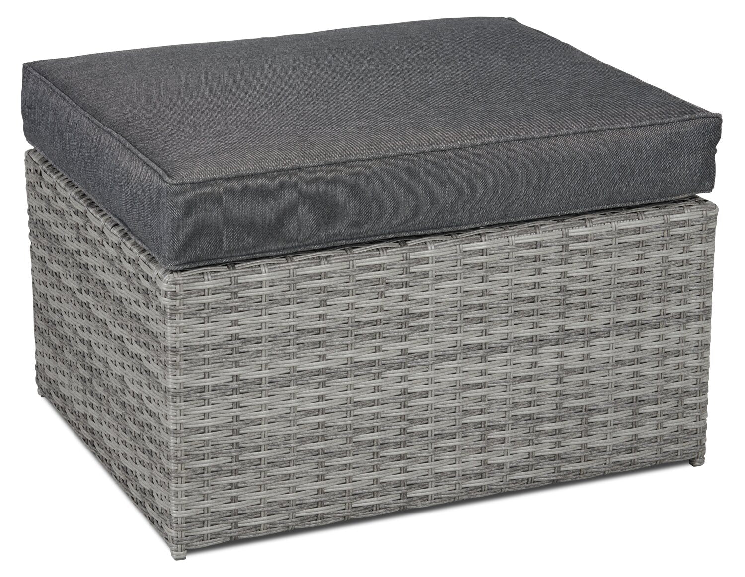 Cuba Canopy Outdoor Patio Conversation Set with Canopy Sofa, Ottoman & 2 Self-Storing Ottomans - Hand-Woven Resin Wicker, UV & Weather Resistant - Charcoal| Ensemble de 3 sièges à auvent Cuba pour la terrasse | CUBG3SET