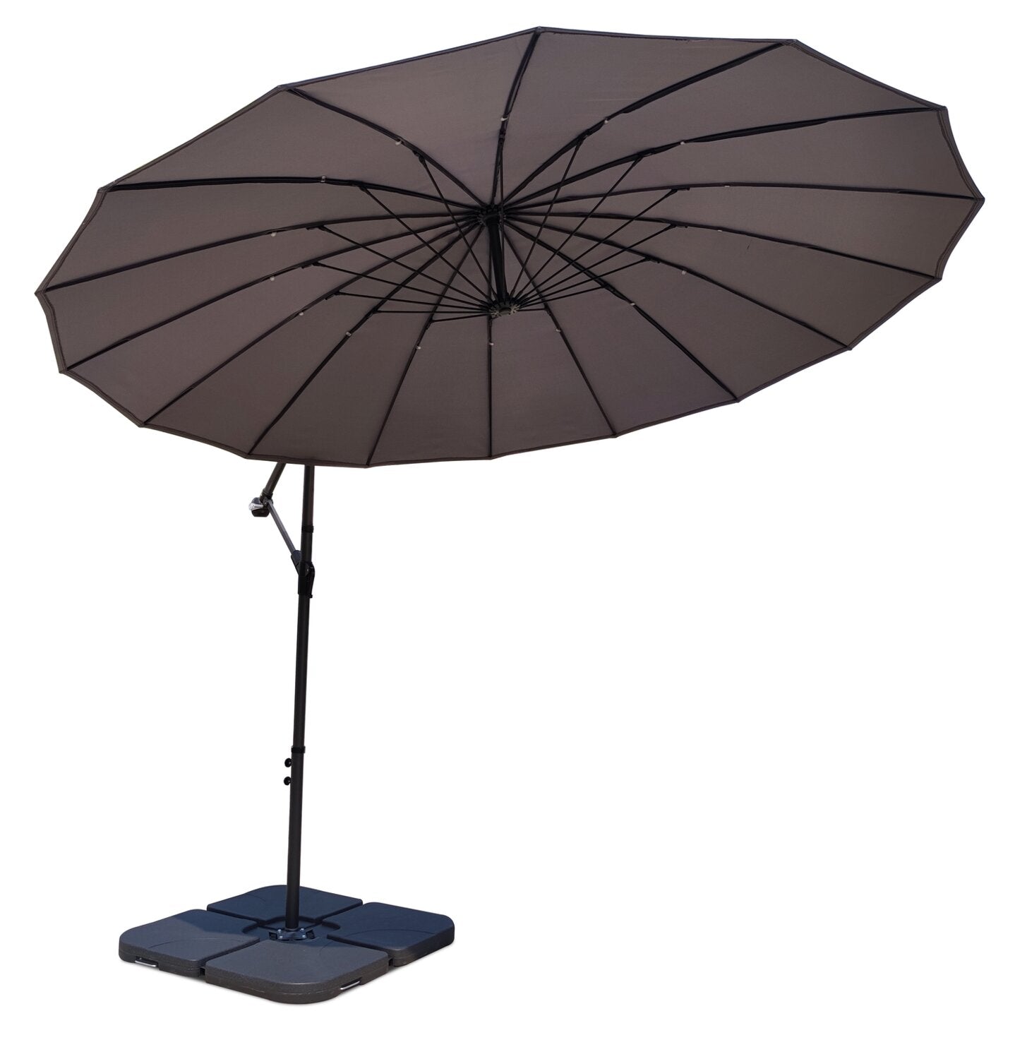 Outdoor Patio 4-Piece Umbrella Base - Weather Resistant Plastic, Universal Fit, Water or Sand Fill Base - Black|Socle de parasol 4 pièces pour la terrasse à l’extérieur, plastique résistant aux intempéries, universel, base remplie d’eau ou de sable - noir