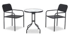Paris Outdoor Patio Bistro Table - Round, Glass Table Top, Powder Coated Steel Frame - Black | Table bistro Paris pour la terrasse à l’extérieur - dessus de table rond en verre, armature en acier doté d’un revêtement en poudre - noire