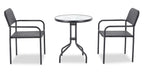Paris Outdoor Patio Bistro Table - Round, Glass Table Top, Powder Coated Steel Frame - Black | Table bistro Paris pour la terrasse à l’extérieur - dessus de table rond en verre, armature en acier doté d’un revêtement en poudre - noire