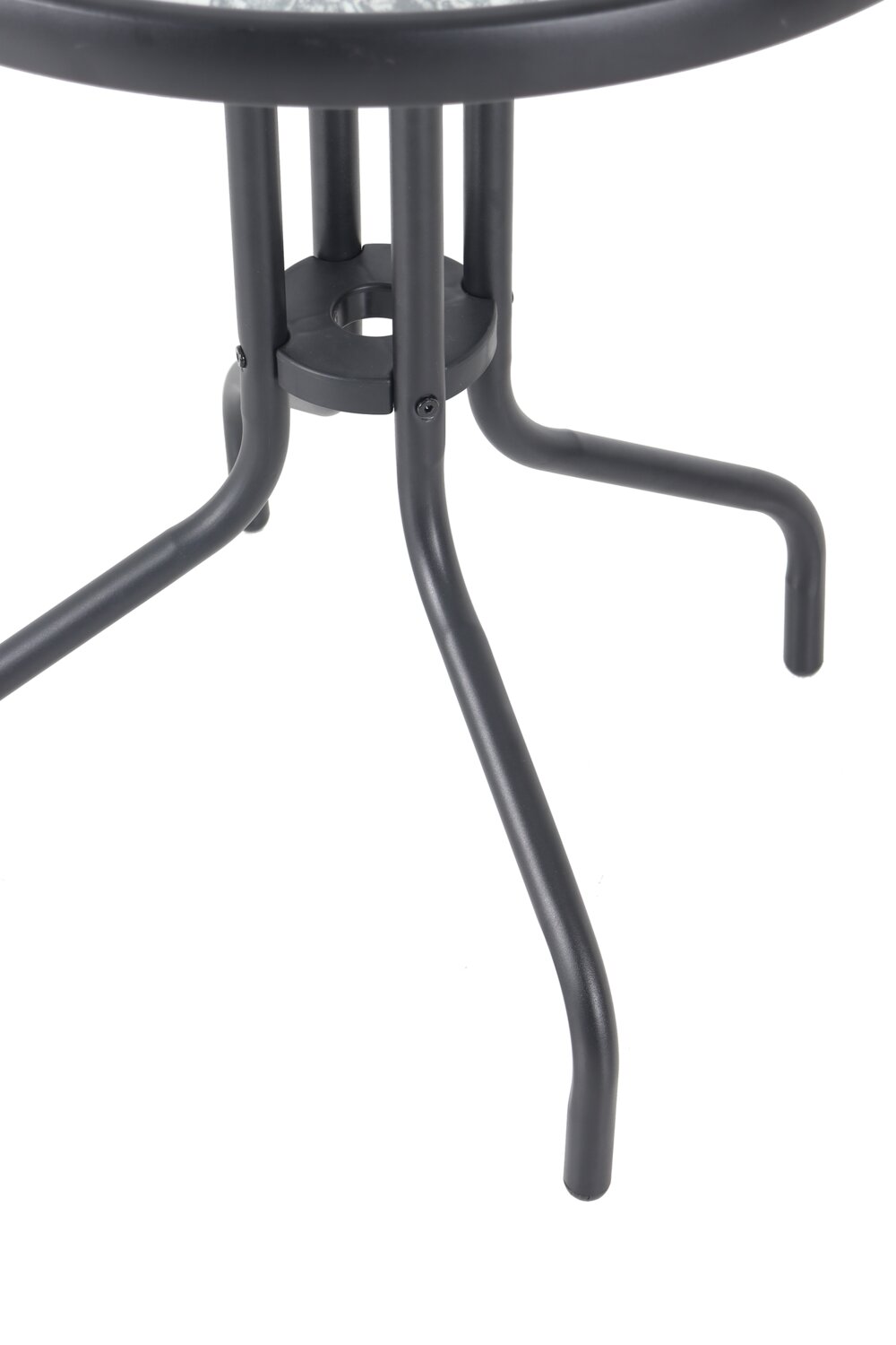 Paris Outdoor Patio Bistro Table - Round, Glass Table Top, Powder Coated Steel Frame - Black | Table bistro Paris pour la terrasse à l’extérieur - dessus de table rond en verre, armature en acier doté d’un revêtement en poudre - noire