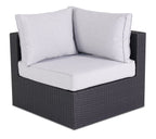 Minnesota 6-Piece Outdoor Patio Set with 3 Corner Chairs, 2 Armless Chairs & Ottoman - Hand-Woven Resin Wicker, Olefin Fabric, UV & Weather Resistant - Grey | Ensemble Minnesota 6 pièces pour la terrasse - gris | MIN2GPK6