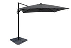 Solar Cantilevered Patio Umbrella with Base - 137"W x 84"H, Steel, Hand Crank, Water/Sand Fill Attachable Base, Built-in LED Lights - Grey | Parasol excentré Solar pour la terrasse avec base 4 pièces | SOLA2GUP