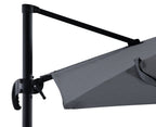 Solar Cantilevered Patio Umbrella - 137"W x 84"H, Steel, Hand Crank, Built-in LED Lights - Grey|Parasol excentré Solar pour la terrasse, 137 po (L) x 84 po (H), acier, manivelle, éclairage à DEL intégré - gris