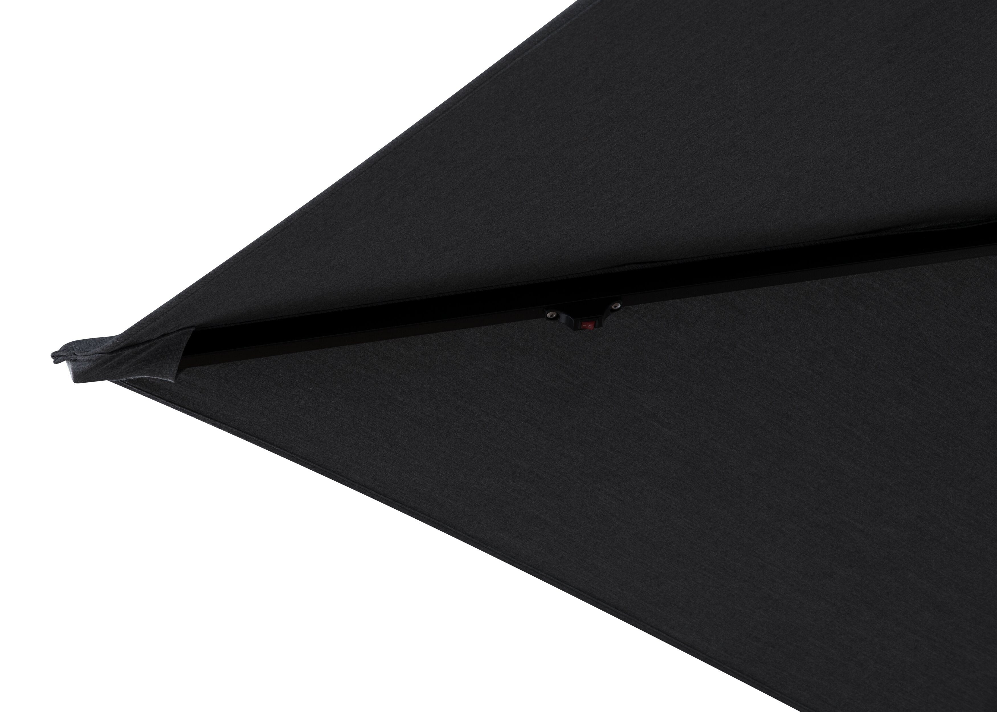 Solar Cantilevered Patio Umbrella - 137"W x 84"H, Steel, Hand Crank, Built-in LED Lights - Grey|Parasol excentré Solar pour la terrasse, 137 po (L) x 84 po (H), acier, manivelle, éclairage à DEL intégré - gris