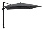 Solar Cantilevered Patio Umbrella - 137"W x 84"H, Steel, Hand Crank, Built-in LED Lights - Grey|Parasol excentré Solar pour la terrasse, 137 po (L) x 84 po (H), acier, manivelle, éclairage à DEL intégré - gris